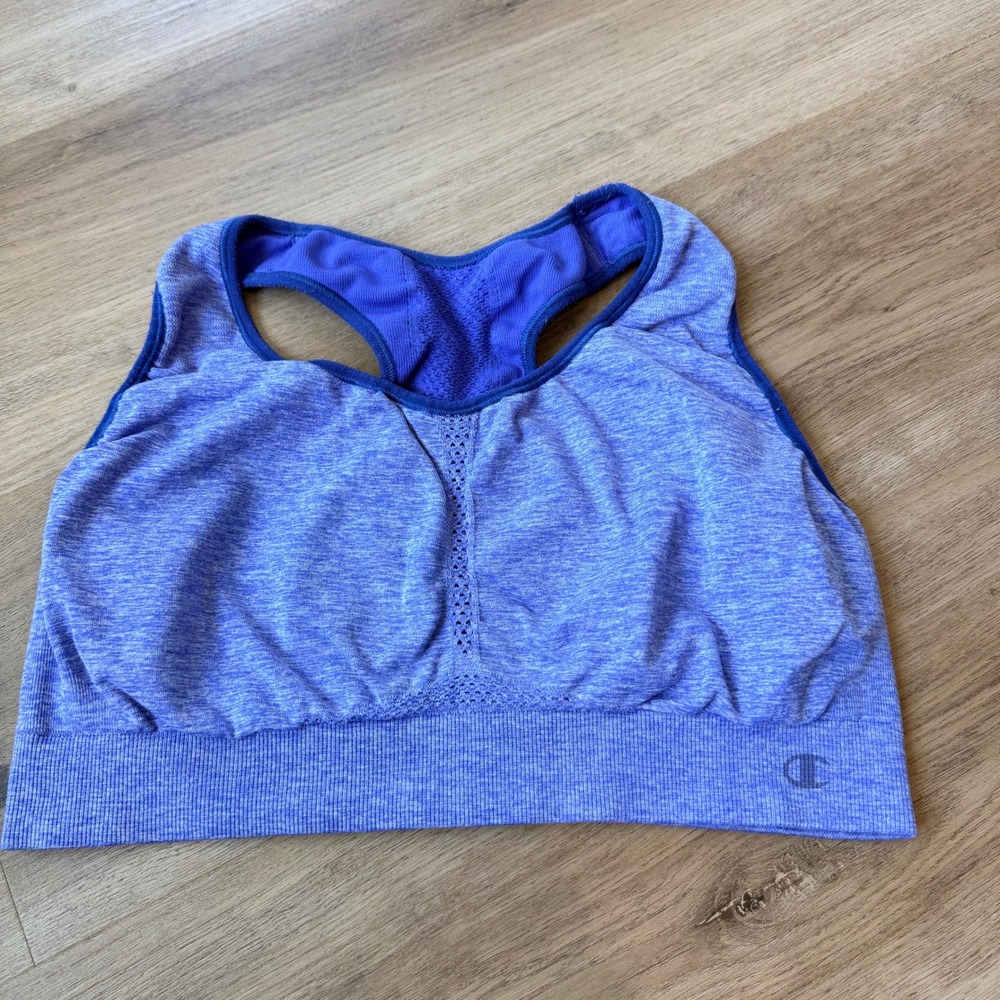 Champion Womens Blue Space Dye Seamless Racerback Sports Bra Size Medium